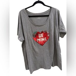 NEW Lane Bryant Sequin Heart “ Be Mine “ Cotton Tee ~ Size 18/20